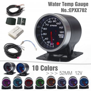 EPMAN 12V Universal 2" 52mm Water Temp Gauge Water Temperature Meter 10 Colors Digital LED Display Car Meter With Sensor And Holder EPXX702