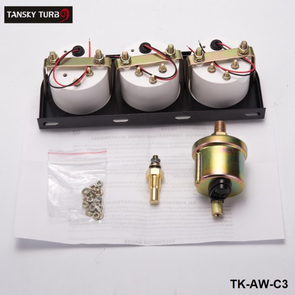 TANSKY - 52MM 3 In 1 Volt meter +water temp gauge +Oil Pressure Gauge Kit car meter With Sensor TK-AW-C3C