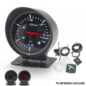 BF 60mm LED Vacuum Gauge High Quality Auto Car Motor Gauge with Red & White Light TK-BF60008-VACUUM