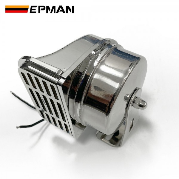 EPMAN Stainless Steel Single Compact Electric Snail Horn For Cars, SUV, Pick-up, Buses, Motorcycles above 50 cc, Marine Official Vehicles High / Low 24V