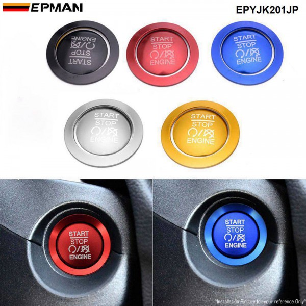 EPMAN Car Interior Engine Ignition Start Stop Push Button Switch Button Ring Cover Trim Sticker Car Interior For Jeep Liberty Compass EPYJK201JP 