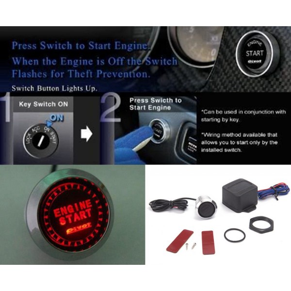 PIVOT Blue / Red Illumination Car Engine Start Push Button Switch Ignition Starter Touch Kit TK-YY01 PIVOT Blue / Red Illumination Car Engine Start Push Button Switch Ignition Starter Touch Kit TK-YY01