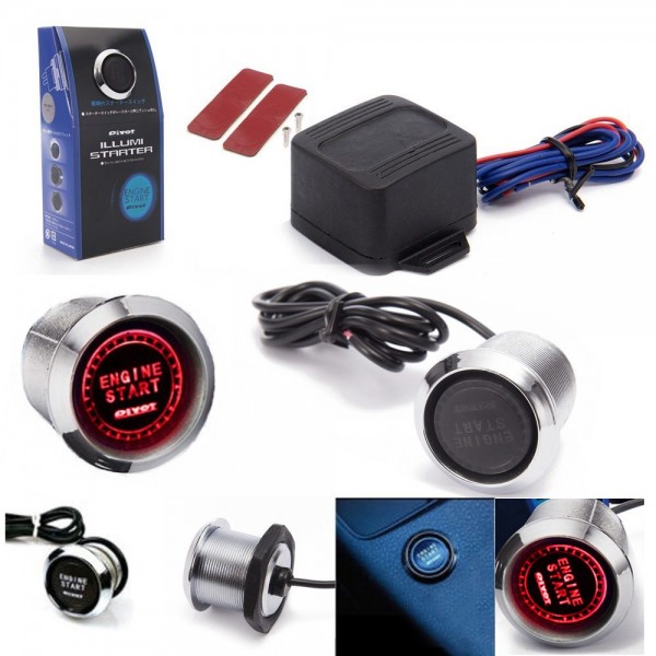 PIVOT Blue / Red Illumination Car Engine Start Push Button Switch Ignition Starter Touch Kit TK-YY01