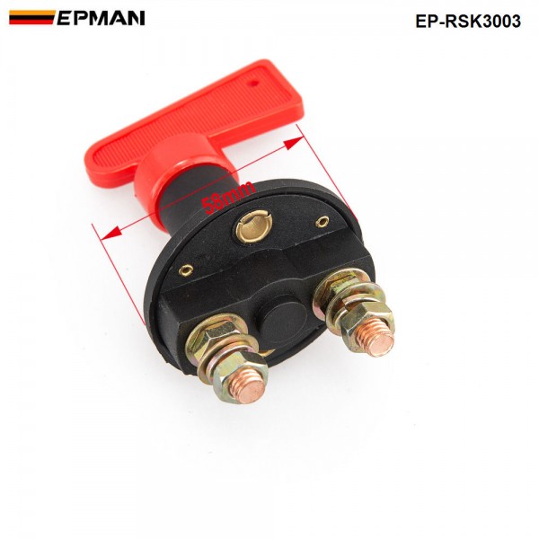 EPMAN 12V 24V Red Key Cut Off Battery Main Kill Switch Vehicle Car Modified Isolator Disconnector Car Power Switch for Auto truck boat EP-RSK3003