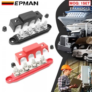 TANSKY 2PCS/SET 4 Stud Bus BAR Power Distribution Block For Marine Battery Terminals 12V Power and Ground Distribution Blocks Terminal Block for Battery Terminals BusBar EPAA02G13
