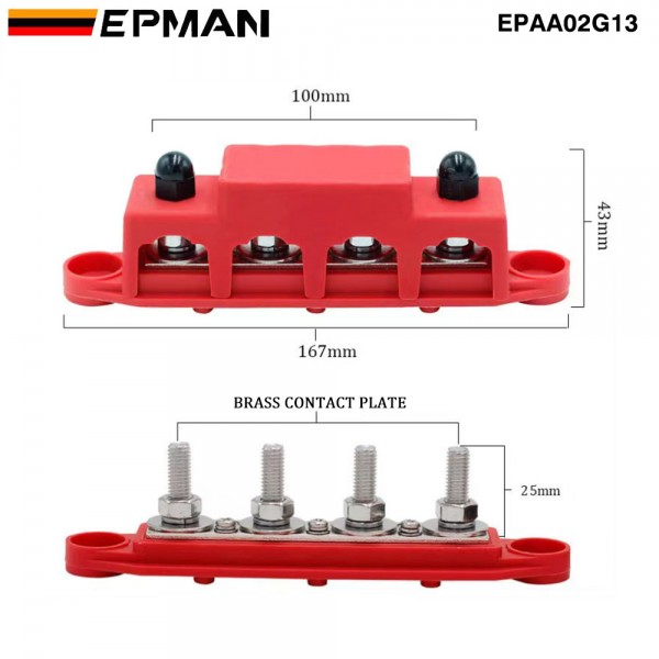 TANSKY 2PCS/SET 4 Stud Bus BAR Power Distribution Block For Marine Battery Terminals 12V Power and Ground Distribution Blocks Terminal Block for Battery Terminals BusBar EPAA02G13 TANSKY 2PCS/SET 4 Stud Bus BAR Power Distribution Block For Marine Battery Terminals 12V Power and Ground Distribution Blocks Terminal Block for Battery Terminals BusBar EPAA02G13