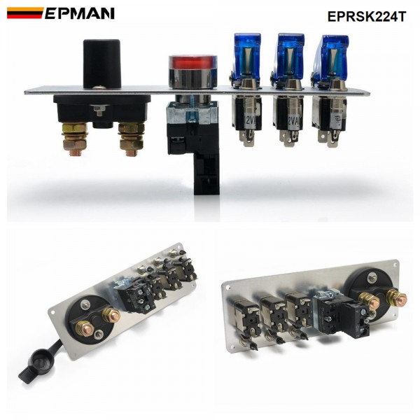 EPMAN 12V Racing Car Toggle Ignition Switch Panel LED Push Button Starter Engine Start EPRSK224T