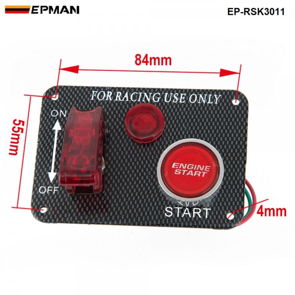  12V Red LED Racing Car Engine Start Push Button Ignition Switch Panel Toggle Hot EP-RSK3011