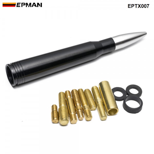 EPMAN Universal Anti-Theft Gunmetal Tip 50 Caliber Bullet Stubby Antenna For Jeep Wrangler EPTX007