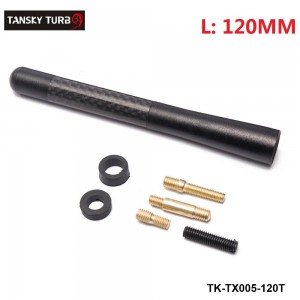 TANSKY 4.7" Mini Black Carbon Fiber Radio Short Antenna Universal Car Decorative Scerw Black 12cm Length TK-TX005-120T