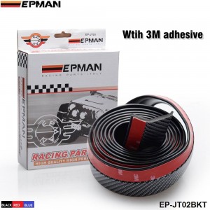 EPMAN -Soft Carbon fiber Rubber Car bumper Strip 60mm Width 2.5m length Exterior Front Bumper Lip Kit (Black) EP-JT02