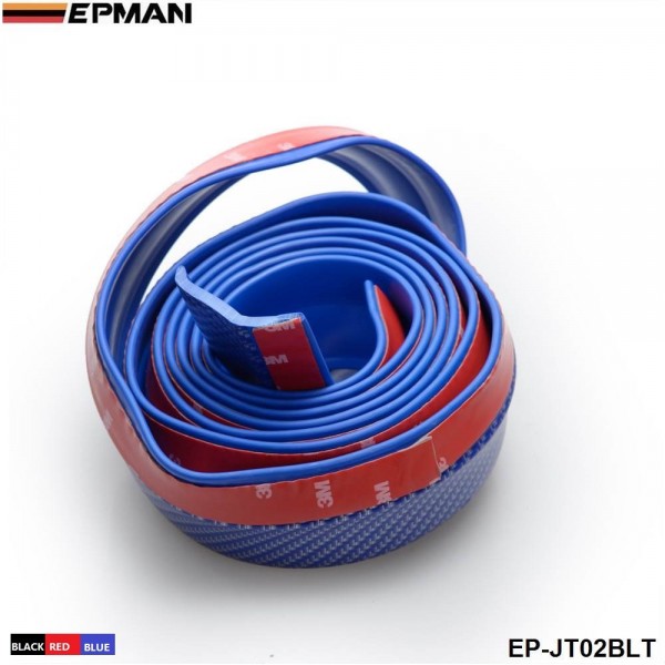 EPMAN - 40SETS/CARTON Soft Carbon fiber Rubber Car bumper Strip 60mm Width 2.5m length Exterior Front Bumper Lip Kit (Black/Red/Blue) EP-JT02-40T