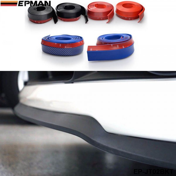 EPMAN - 40SETS/CARTON Soft Carbon fiber Rubber Car bumper Strip 60mm Width 2.5m length Exterior Front Bumper Lip Kit (Black/Red/Blue) EP-JT02-40T