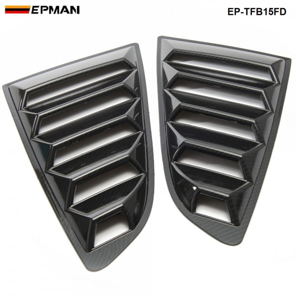 EPMAN -2PCS/SET Pair Black Color Side Window 1/4 Scoop Louver Cover For Ford Mustang 2015-2018 EP-TFB15FDBK