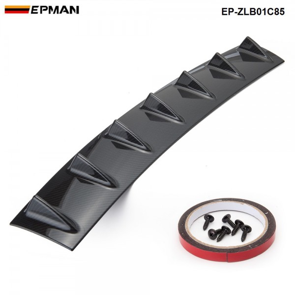 EPMAN - 20PCS/LOT Shark Fin 7 Wing Lip Diffuser 33" x6" Rear Bumper Chassis ABS Universal Black/Carbon Color EP-ZLB01C85-20T 