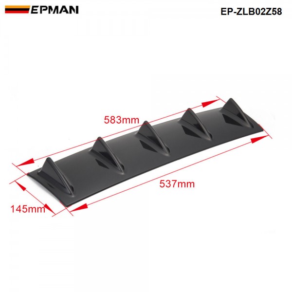 EPMAN - 20PCS/LOT Shark Fin 5 Wing Lip Diffuser 23" x 6" Rear Bumper Chassis Black/Carbon Color ABS Universal EP-ZLB02Z58-20T