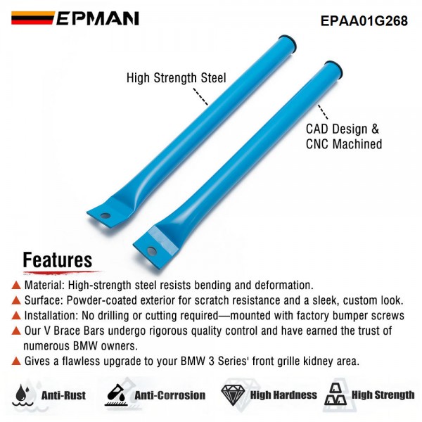 EPMAN V Brace Bars The Ultimate Upgrade for BMW 3 Series Front Grille Kidney 2006-2013 EPAA01G268 EPMAN V Brace Bars The Ultimate Upgrade for BMW 3 Series Front Grille Kidney 2006-2013 EPAA01G268