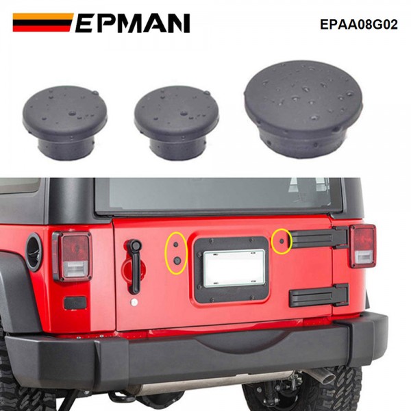 EPMAN 3PCS Wrangler Tailgate Plugs，Rubber Plugs Wrangler Suitable for Production After 2007 EPAA08G02 