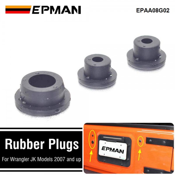 EPMAN 3PCS Wrangler Tailgate Plugs，Rubber Plugs Wrangler Suitable for Production After 2007 EPAA08G02 