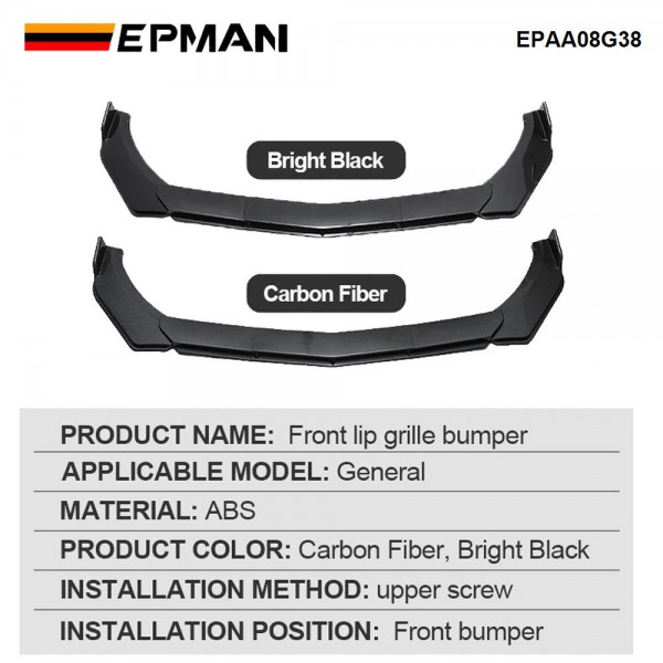 EPMAN 10SETS/CARTON 5PCS Car Universal Front Shovel Duck Lip Bumper Windproof Spoiler Accessories For Audi For Honda For VW EPAA08G38-10T EPMAN 10SETS/CARTON 5PCS Car Universal Front Shovel Duck Lip Bumper Windproof Spoiler Accessories For Audi For Honda For VW EPAA08G38-10T