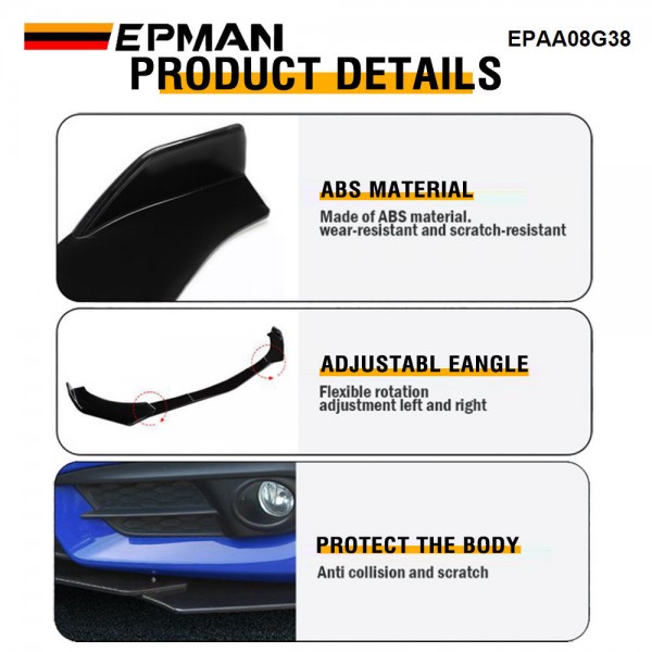 EPMAN 10SETS/CARTON 5PCS Car Universal Front Shovel Duck Lip Bumper Windproof Spoiler Accessories For Audi For Honda For VW EPAA08G38-10T EPMAN 10SETS/CARTON 5PCS Car Universal Front Shovel Duck Lip Bumper Windproof Spoiler Accessories For Audi For Honda For VW EPAA08G38-10T