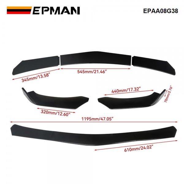 EPMAN 10SETS/CARTON 5PCS Car Universal Front Shovel Duck Lip Bumper Windproof Spoiler Accessories For Audi For Honda For VW EPAA08G38-10T EPMAN 10SETS/CARTON 5PCS Car Universal Front Shovel Duck Lip Bumper Windproof Spoiler Accessories For Audi For Honda For VW EPAA08G38-10T