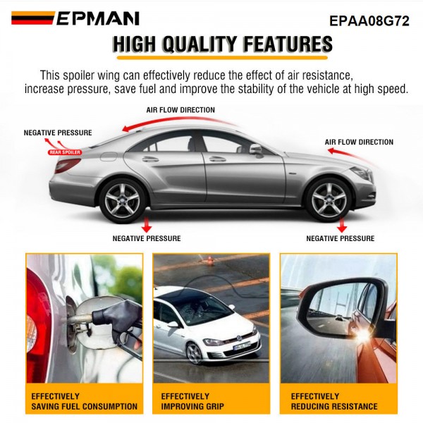 EPMAN 20SETS/CARTON Universal Car Tail Wing Rear Wing Roof Spoiler Sedan Hatchback DIY Length Spoiler Lip EPAA08G72-20T