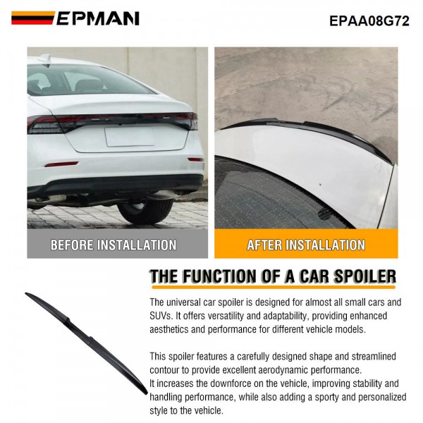 EPMAN 20SETS/CARTON Universal Car Tail Wing Rear Wing Roof Spoiler Sedan Hatchback DIY Length Spoiler Lip EPAA08G72-20T
