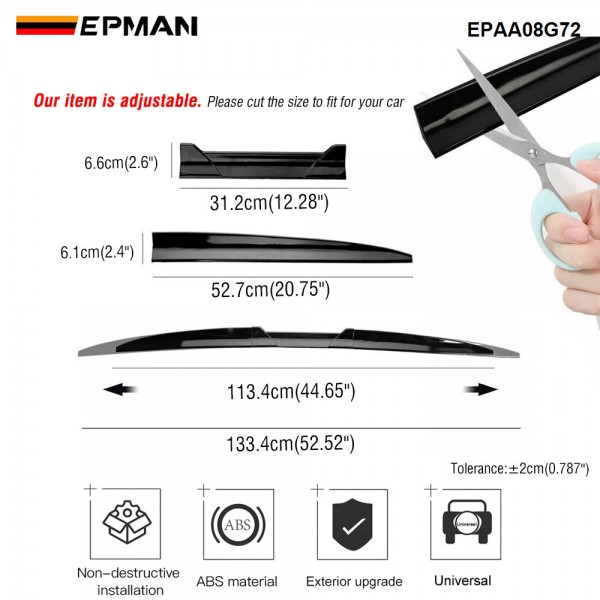 EPMAN 20SETS/CARTON Universal Car Tail Wing Rear Wing Roof Spoiler Sedan Hatchback DIY Length Spoiler Lip EPAA08G72-20T