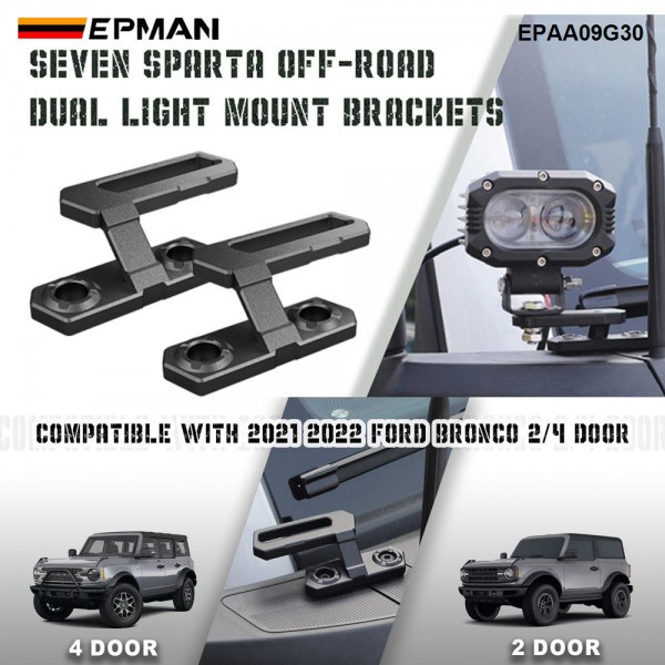 EPMAN Dual A-Pillar Light Mount Off-Road Ditch Lights Mounting Brackets For Ford Bronco Accessories 2/4 Door 2021-2025 (1 Pair) EPAA09G30