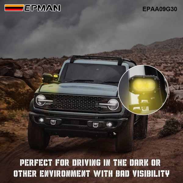EPMAN Dual A-Pillar Light Mount Off-Road Ditch Lights Mounting Brackets For Ford Bronco Accessories 2/4 Door 2021-2025 (1 Pair) EPAA09G30