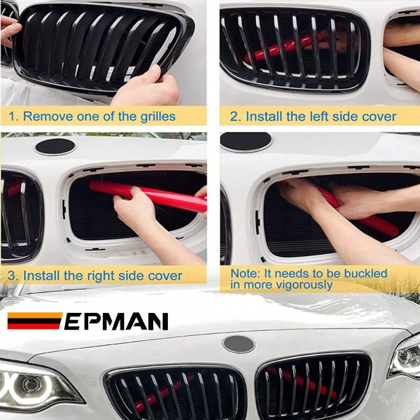 EPMAN FRONT GRILLE TRIM STRIPS PIPE FOR BMW F10 F30 F32 1 2 3 4 5 6 7SERIES SPORT STYLE 