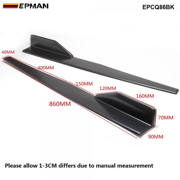 EPMAN 20SETS/CARTON Universal Black Side Skirt Rocker Splitters Winglet Wings Canard Diffuser EPCQ86BK-20T