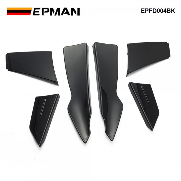 EPMAN 50SETS/CARTON Universal Black Car Front Bumper Lip Splitter Fins Body Canards Diffuser Spoiler For BMW EPFD004BK-50T