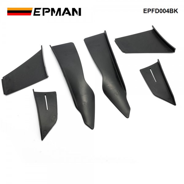 EPMAN 50SETS/CARTON Universal Black Car Front Bumper Lip Splitter Fins Body Canards Diffuser Spoiler For BMW EPFD004BK-50T