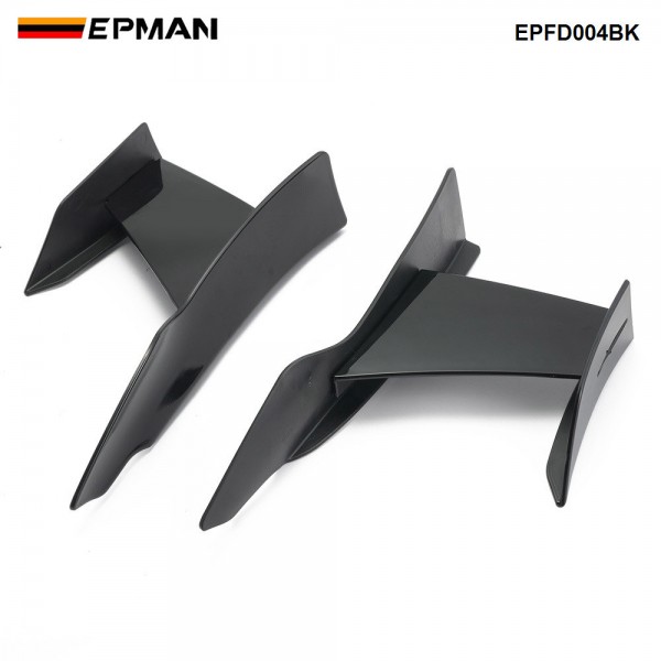 EPMAN 50SETS/CARTON Universal Black Car Front Bumper Lip Splitter Fins Body Canards Diffuser Spoiler For BMW EPFD004BK-50T