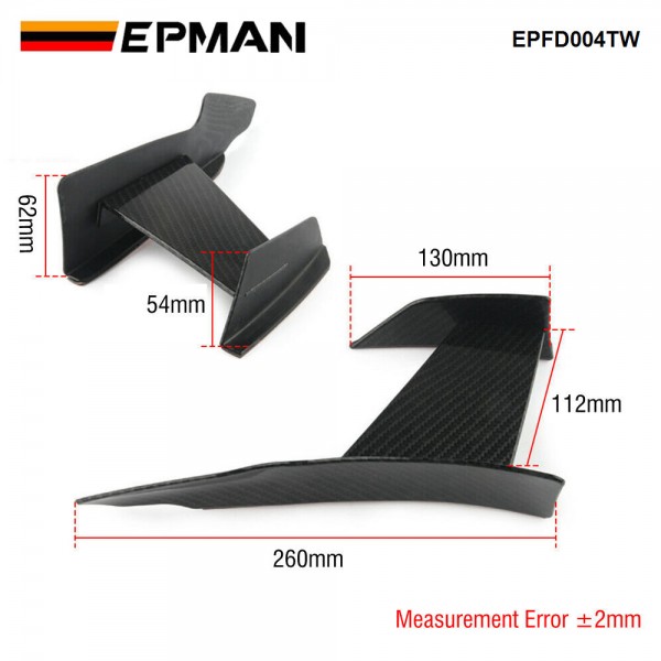 EPMAN Universal Carbon Fiber Look Car Front Bumper Lip Splitter Fins Body Canards Diffuser Spoiler For BMW EPFD004TW