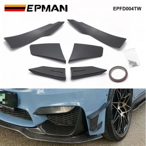 EPMAN Universal Carbon Fiber Look Car Front Bumper Lip Splitter Fins Body Canards Diffuser Spoiler For BMW EPFD004TW