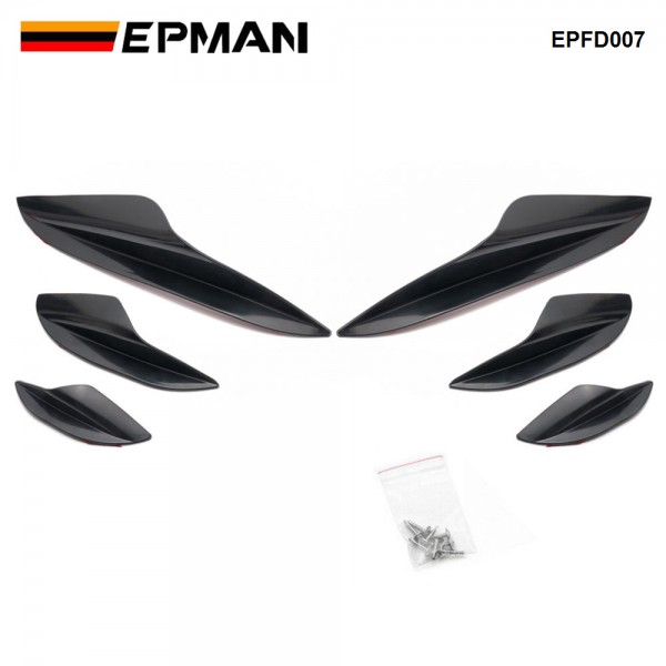 EPMAN 30SETS/CARTON Universal 6PCS/SET ABS Car Body Auto Anti-Collision Strip Decoration Bumper Lip Spoiler Valence Chin Diffuser Canards Trim Kit For Most Cars EPFD007-30T