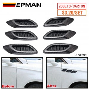 EPMAN 20SETS/CARTON 6PCS/SET Car Exterior Air Flow Vent Hoods Decoration Sticker Fender Side Trim Cover For Car Modified Fender Side Fake Vent EPFVH226-20T