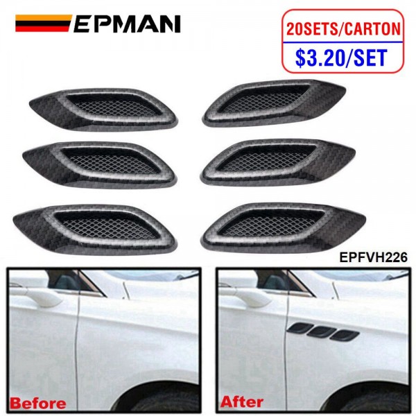 EPMAN 20SETS/CARTON 6PCS/SET Car Exterior Air Flow Vent Hoods Decoration Sticker Fender Side Trim Cover For Car Modified Fender Side Fake Vent EPFVH226-20T EPMAN 20SETS/CARTON 6PCS/SET Car Exterior Air Flow Vent Hoods Decoration Sticker Fender Side Trim Cover For Car Modified Fender Side Fake Vent EPFVH226-20T