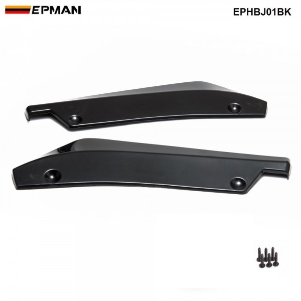 EPMAN -1Pair Black Universal Car Rear Bumper Lip Splitter Diffuser Chin Spoiler Canard Deflector EPHBJ01BK