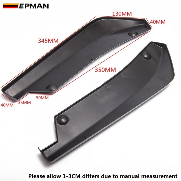 EPMAN -1Pair Carbon Fiber Universal Car Rear Bumper Lip Splitter Diffuser Chin Spoiler Canard Deflector EPHBJ01TW