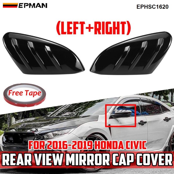 EPMAN - 20SETS/CARTON Car Side Door Rear View Mirror Cover Cap Add-on For Honda For Civic 2016-2020 Car Rearview Mirror Cap Covers EPHSC1620-20T