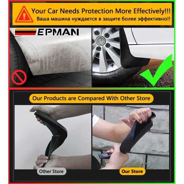 EPMAN 30SETS/CARTON Front Rear Universal Mud Flaps for SUV Vehicle Car Pickup Splash Guards Mudguards Mudflaps Car Accessories EPMF12BAS-30T