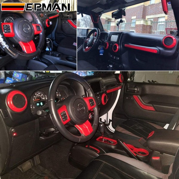 EPMAN 30SETS/CARTON 28 PCS Full Set Interior Decoration Trim Kit For Jeep Wrangler JK JKU 2011-2018 EPNST11JP28-30T