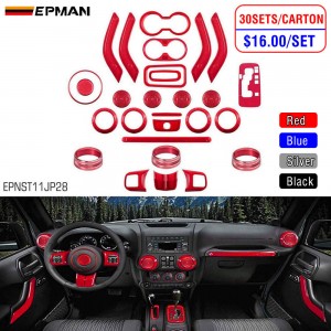 EPMAN 30SETS/CARTON 28 PCS Full Set Interior Decoration Trim Kit For Jeep Wrangler JK JKU 2011-2018 EPNST11JP28-30T