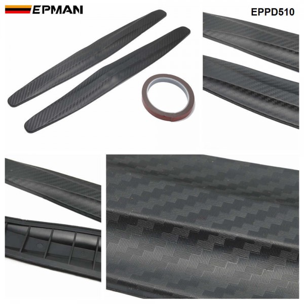 EPMAN 50SETS/CARTON 2PCS Car Bumper Protector Front Body Corner Lip Bumper Side Guard Rear Back Protection Carbon Fiber Stickers EPPD510-50T