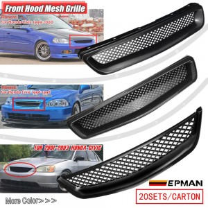 EPMAN 20SETS/CARTON Front Hood Grille Grill Air Flow Intake Mesh Fit for Honda Civic 96-98  99-00 01-03 JDM Type-R Style ABS Bumper Grille