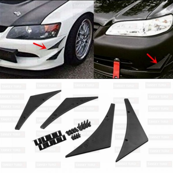 TANSKY - 4x Universal Fit Front Car Style Front Bumper Lip Diffuser/Canard/Splitter TK-FD001